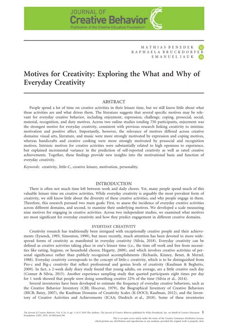Motives for Creativity: Exploring the What and Why of .